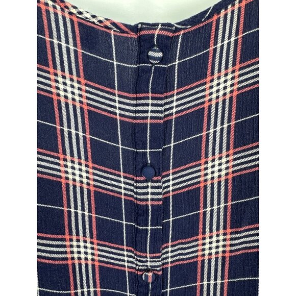 Torrid Blue Pink Plaid Short Sleeve V-Neck Button Back Blouse Shirt Size 2X - Picture 5 of 8